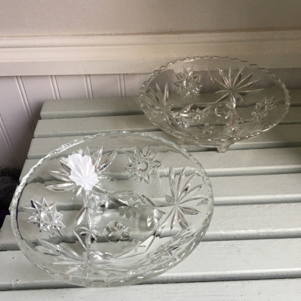 Vintage Indiana Glass Footed Bowls Set of Two